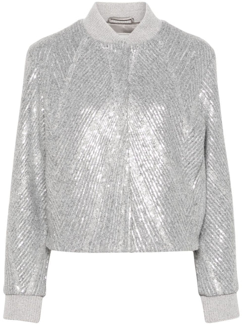 sequin-embellished bomber jacket